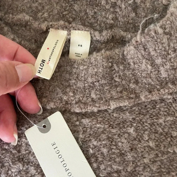 Anthropologie moth tan fuzzy cold shoulder sweater - Picture 7 of 8